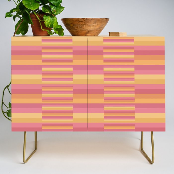 Mixed Stripes Pattern V Pink Yellow Orange Credenza Gallery Image 1