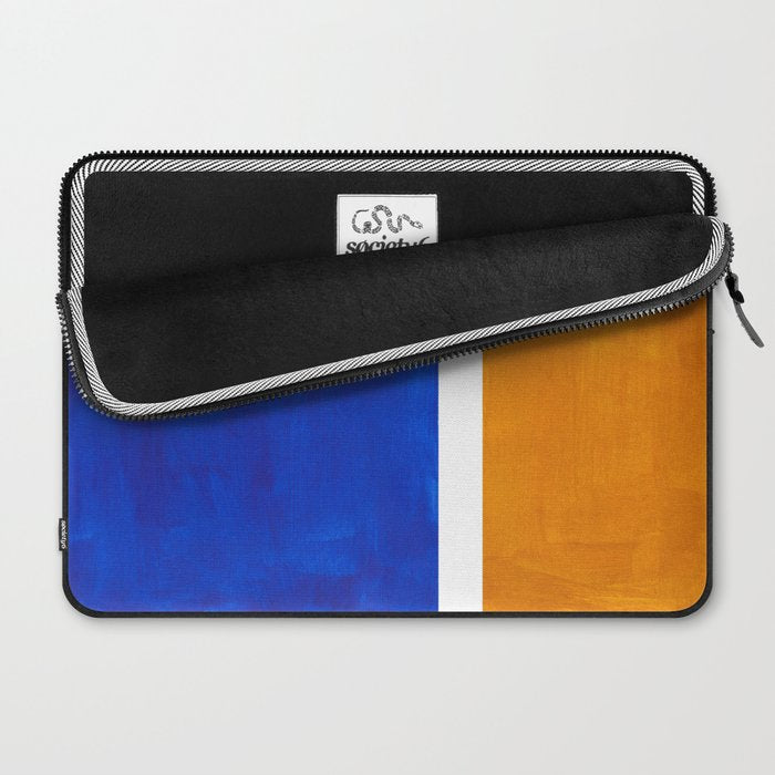 Phthalo Blue Yellow Ochre Mid Century Modern Abstract Minimalist Rothko Color Field Squares Laptop Sleeve Gallery Image 2
