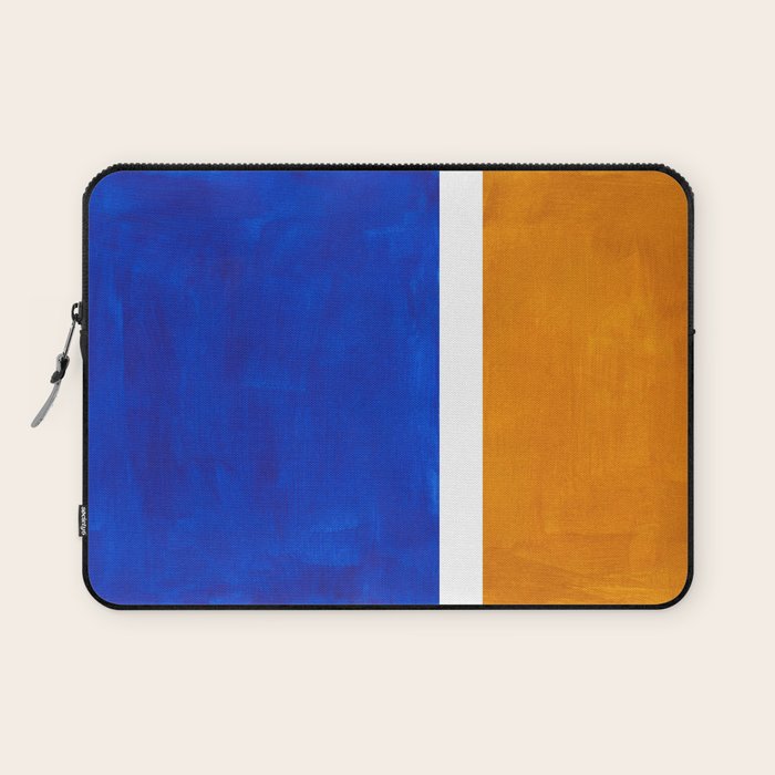 Phthalo Blue Yellow Ochre Mid Century Modern Abstract Minimalist Rothko Color Field Squares Laptop Sleeve Gallery Image 1