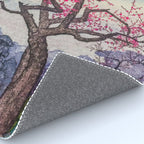 Growing before the Mountain-God - Summer Tree, Lake & Mountain Ukiyoe Nature Landscape in Blue & Pinkn Rug Gallery Image 4