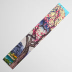 Growing before the Mountain-God - Summer Tree, Lake & Mountain Ukiyoe Nature Landscape in Blue & Pinkn Table Runner Gallery Image 3