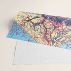 Growing before the Mountain-God - Summer Tree, Lake & Mountain Ukiyoe Nature Landscape in Blue & Pinkn Wrapping Paper Gallery Image 2
