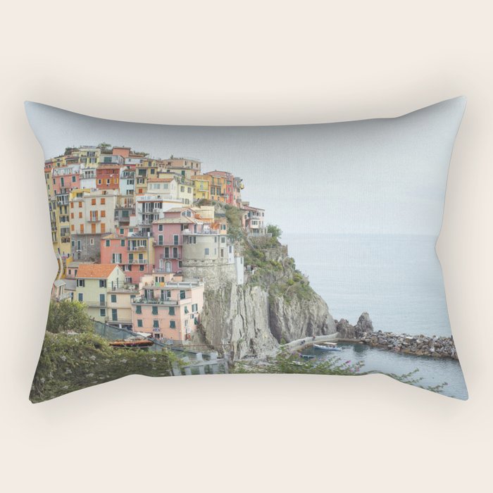 Manarola Cinque Terre Italy Travel Photography Rectangular Pillow Gallery Image 1