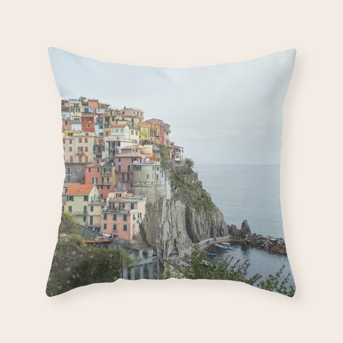Manarola Cinque Terre Italy Travel Photography Throw Pillow Gallery Image 1