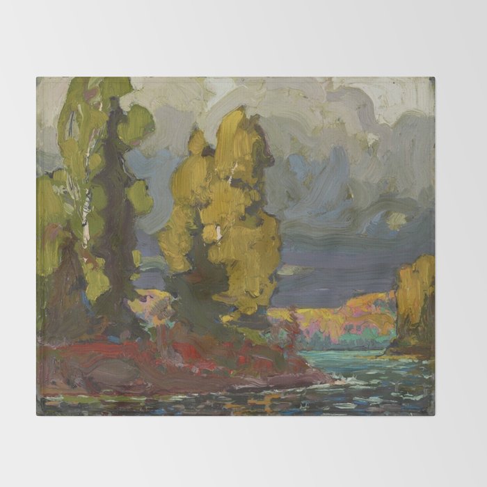 Tom Thomson Poplars by a Lake 1916 Canadian Landscape Artist Throw Blanket Gallery Image 2