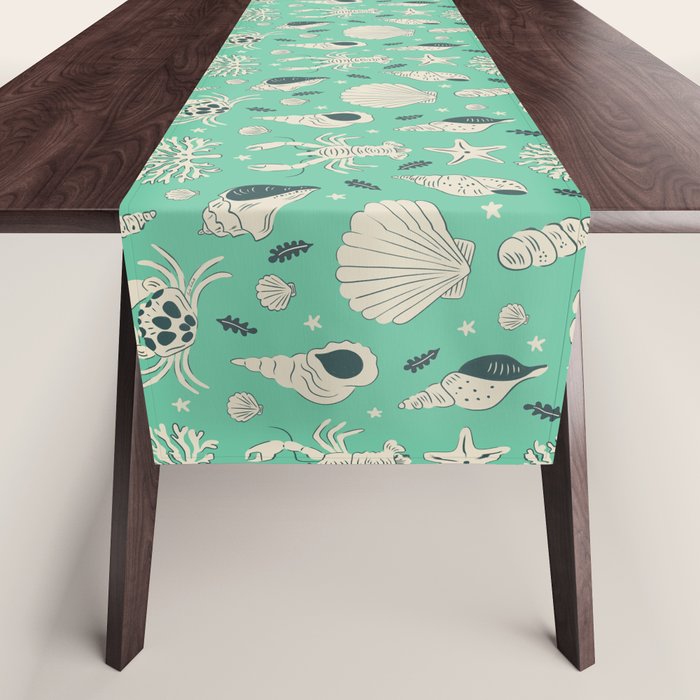 Ocean Crustaceans And Nautical Seashells Table Runner Gallery Image 1