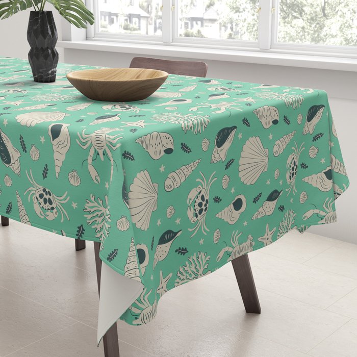 Ocean Crustaceans And Nautical Seashells Tablecloth Gallery Image 3