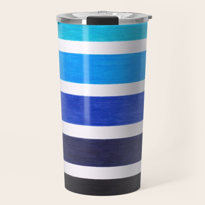 Colorful Blue Stripe Pattern Travel Mug Gallery Image 1