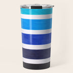 Colorful Blue Stripe Pattern Travel Mug Gallery Image 1