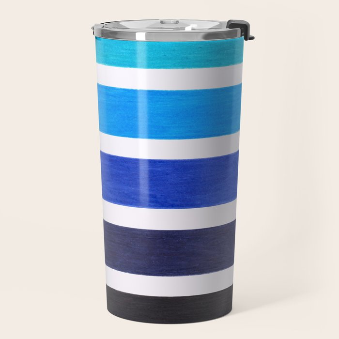 Colorful Blue Stripe Pattern Travel Mug Gallery Image 2