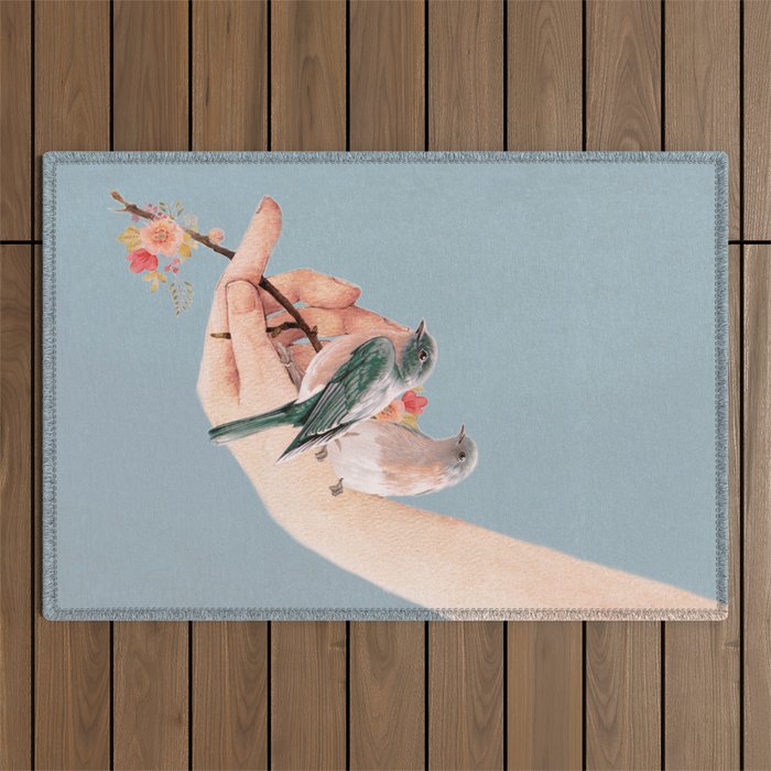 Birds on Hand Outdoor Rug Gallery Image 1