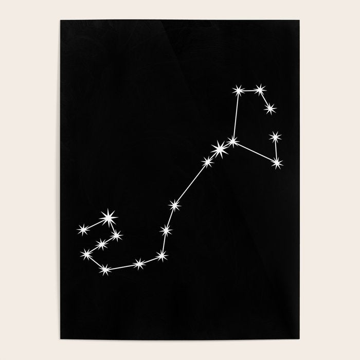 Scorpio Zodiac Star Constellation Line Art Black Poster Gallery Image 4