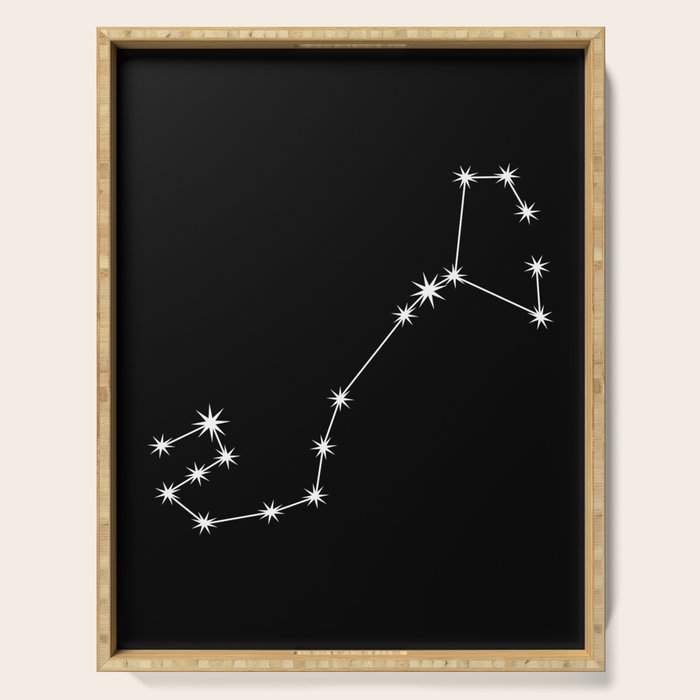 Scorpio Zodiac Star Constellation Line Art Black Serving Tray Gallery Image 1