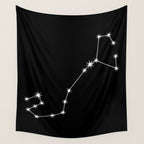 Scorpio Zodiac Star Constellation Line Art Black Wall Tapestry Gallery Image 4