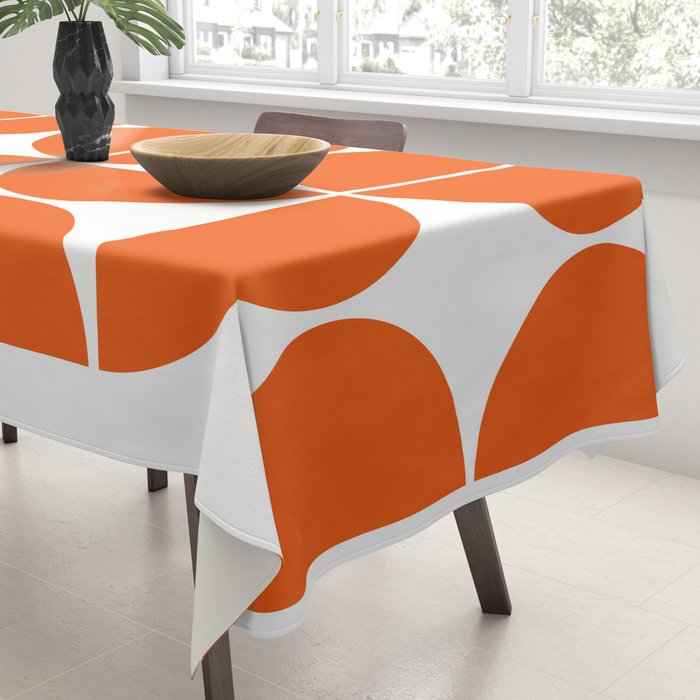 Mid Century Modern Orange Square Tablecloth Gallery Image 3