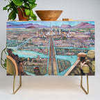 Mural of the Aztec city of Tenochtitlan by Diego Rivera Credenza Gallery Image 1