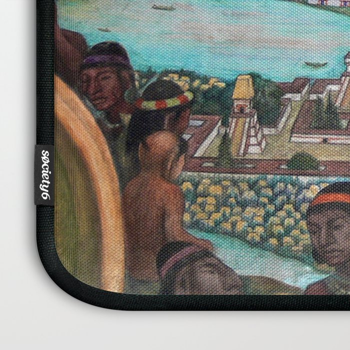 Mural of the Aztec city of Tenochtitlan by Diego Rivera Laptop Sleeve Gallery Image 3