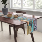 Mural of the Aztec city of Tenochtitlan by Diego Rivera Table Runner Gallery Image 2