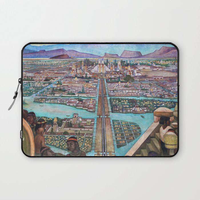 Mural of the Aztec city of Tenochtitlan by Diego Rivera Laptop Sleeve Gallery Image 1