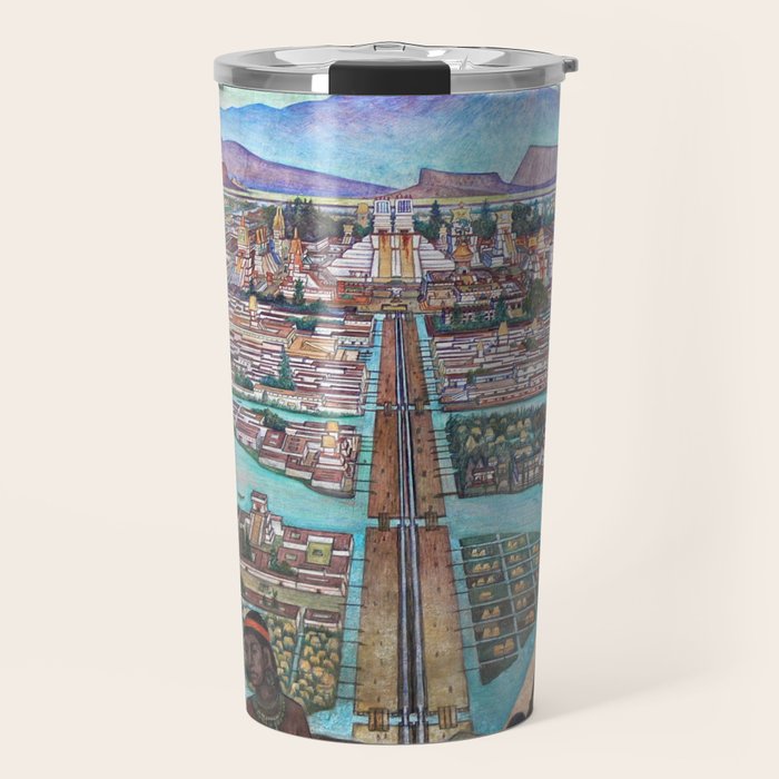 Mural of the Aztec city of Tenochtitlan by Diego Rivera Travel Mug Gallery Image 1