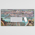 Mural of the Aztec city of Tenochtitlan by Diego Rivera Desk Mat Gallery Image 1