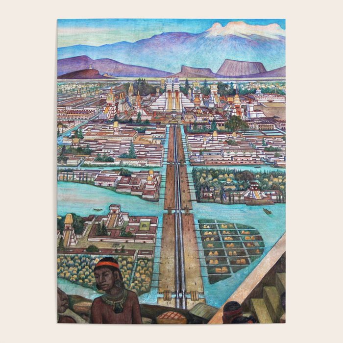 Mural of the Aztec city of Tenochtitlan by Diego Rivera Poster Gallery Image 1