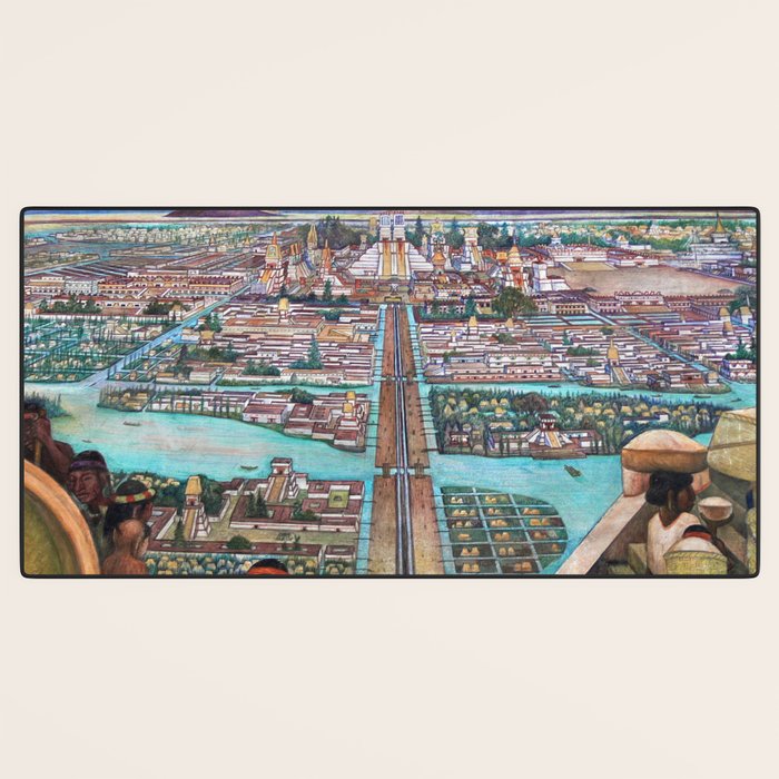 Mural of the Aztec city of Tenochtitlan by Diego Rivera Desk Mat Gallery Image 3