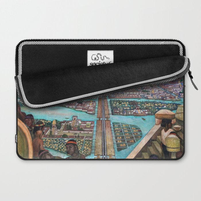 Mural of the Aztec city of Tenochtitlan by Diego Rivera Laptop Sleeve Gallery Image 2