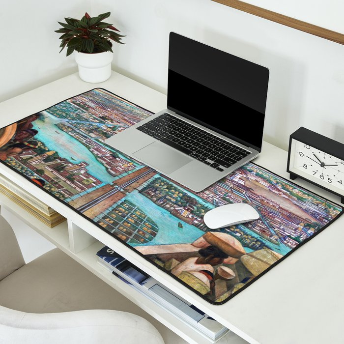Mural of the Aztec city of Tenochtitlan by Diego Rivera Desk Mat Gallery Image 2