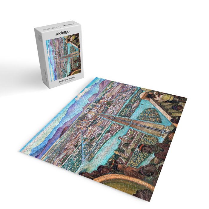 Mural of the Aztec city of Tenochtitlan by Diego Rivera Jigsaw Puzzle Gallery Image 2