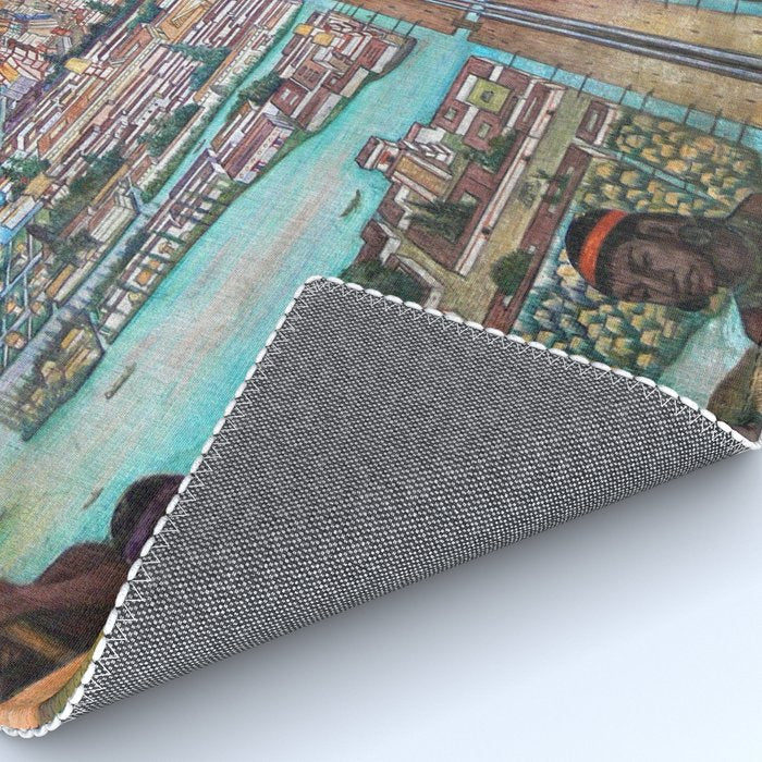 Mural of the Aztec city of Tenochtitlan by Diego Rivera Rug Gallery Image 4