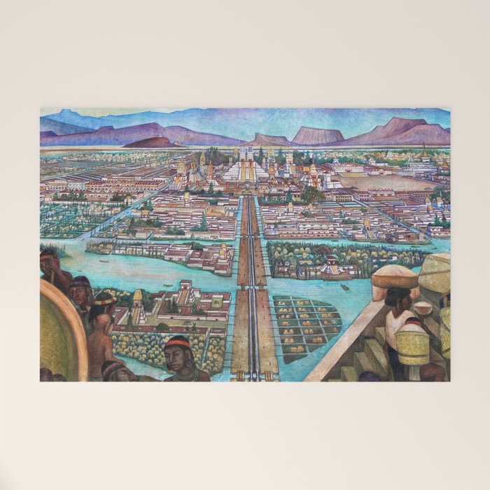 Mural of the Aztec city of Tenochtitlan by Diego Rivera Welcome Mat Gallery Image 1