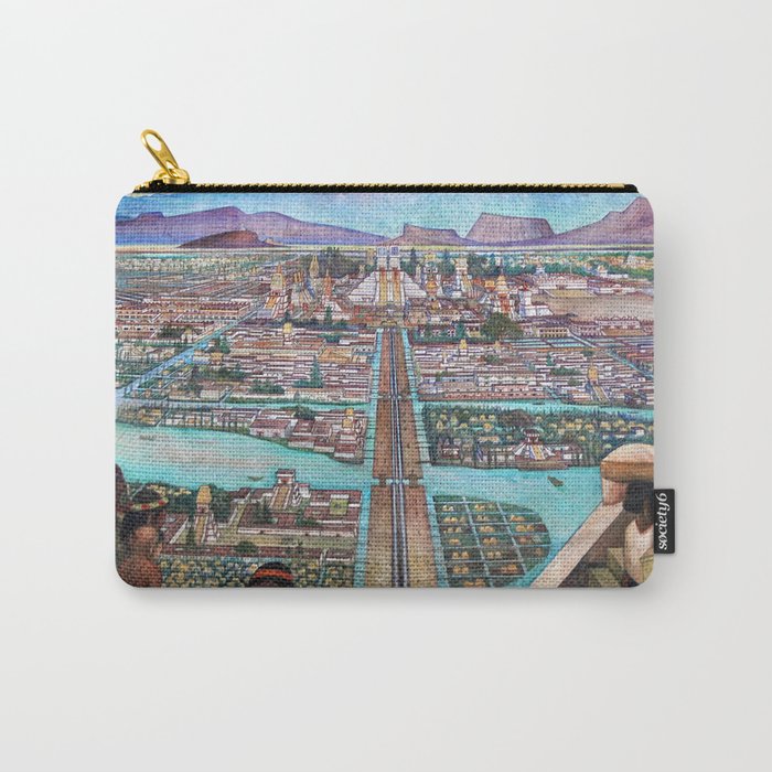 Mural of the Aztec city of Tenochtitlan by Diego Rivera Carry All Pouch Gallery Image 1
