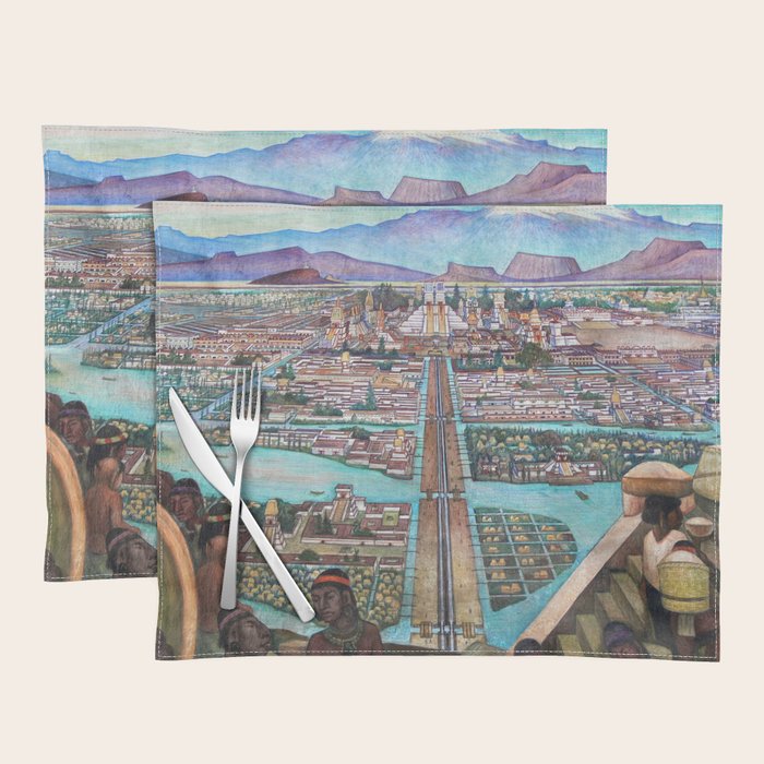 Mural of the Aztec city of Tenochtitlan by Diego Rivera Placemat Gallery Image 1