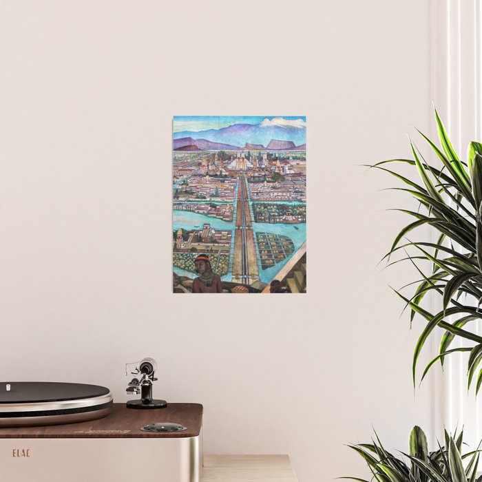 Mural of the Aztec city of Tenochtitlan by Diego Rivera Poster Gallery Image 2