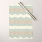 Wavy River I in cream, sage green, tan Wrapping Paper Gallery Image 1