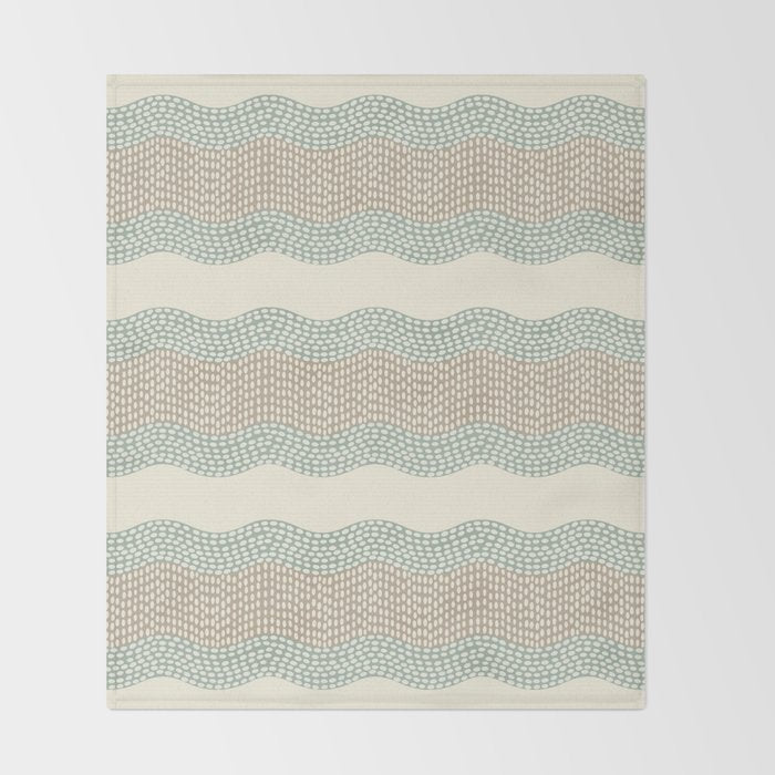 Wavy River I in cream, sage green, tan Throw Blanket Gallery Image 2