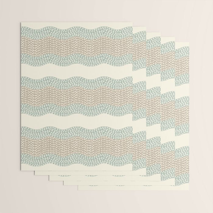 Wavy River I in cream, sage green, tan Wrapping Paper Gallery Image 3
