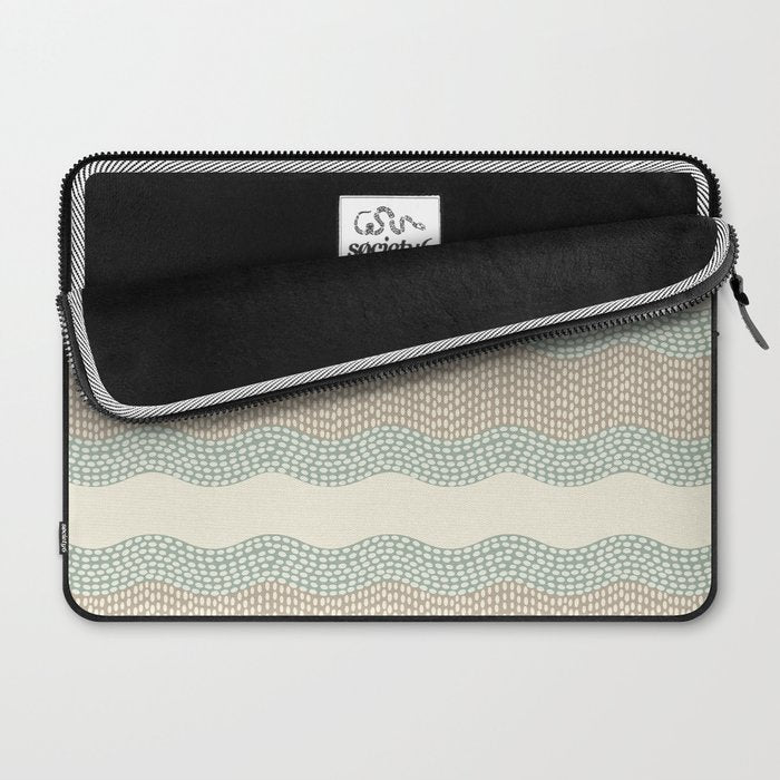 Wavy River I in cream, sage green, tan Laptop Sleeve Gallery Image 2