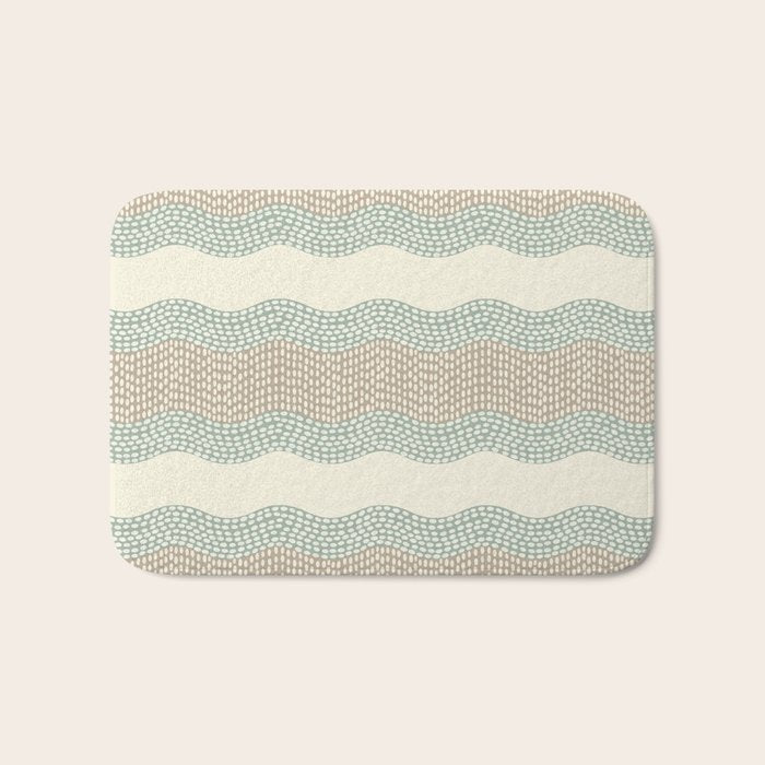 Wavy River I in cream, sage green, tan Bath Mat Gallery Image 1