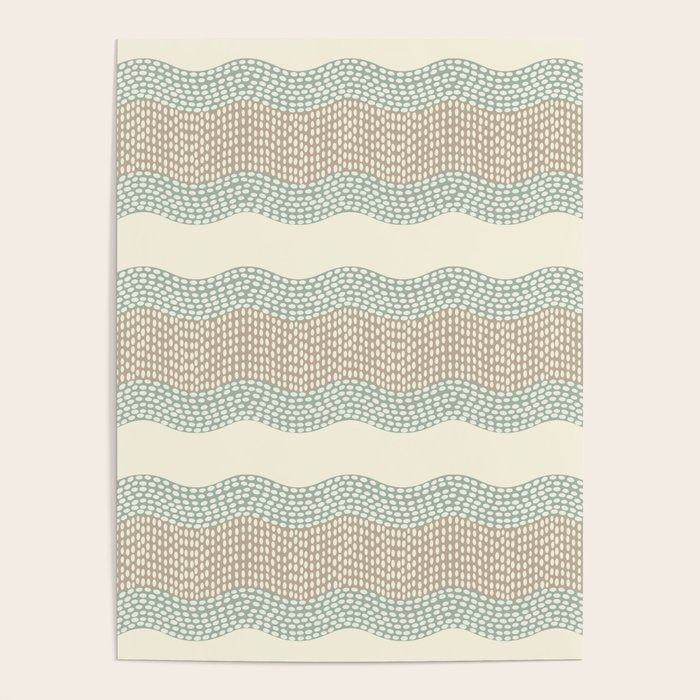 Wavy River I in cream, sage green, tan Poster Gallery Image 1