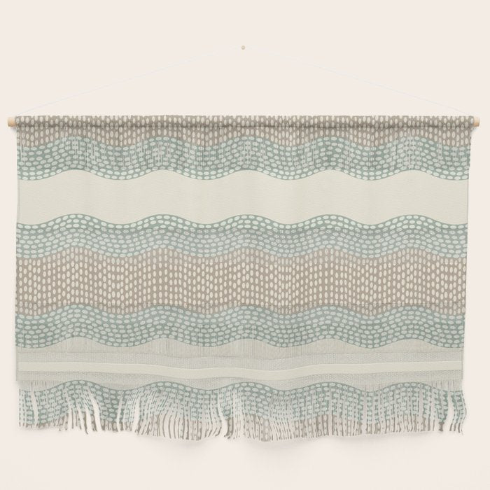 Wavy River I in cream, sage green, tan Wall Hanging Gallery Image 1