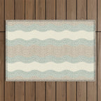 Wavy River I in cream, sage green, tan Outdoor Rug Gallery Image 1