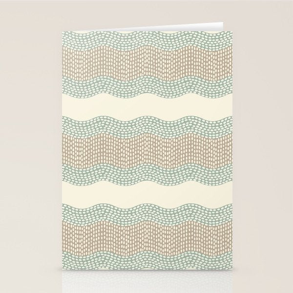 Wavy River I in cream, sage green, tan Stationery Card Gallery Image 1
