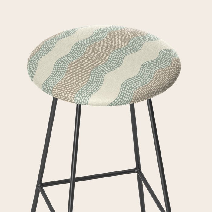 Wavy River I in cream, sage green, tan Stool Gallery Image 2