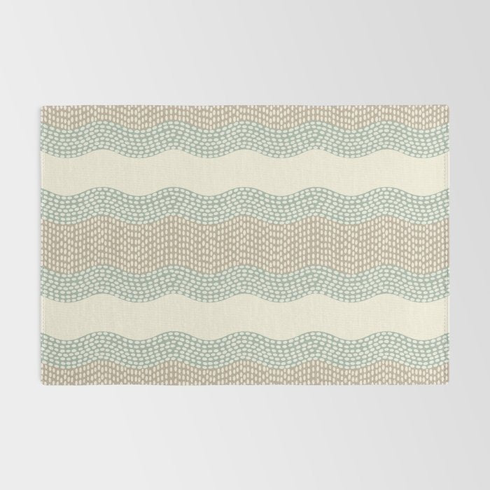 Wavy River I in cream, sage green, tan Rug Gallery Image 2