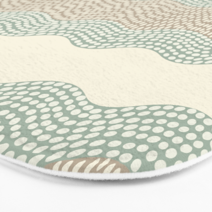 Wavy River I in cream, sage green, tan Bath Mat Gallery Image 3