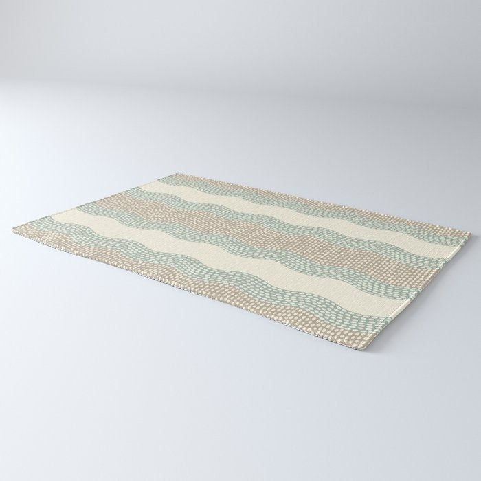 Wavy River I in cream, sage green, tan Rug Gallery Image 3
