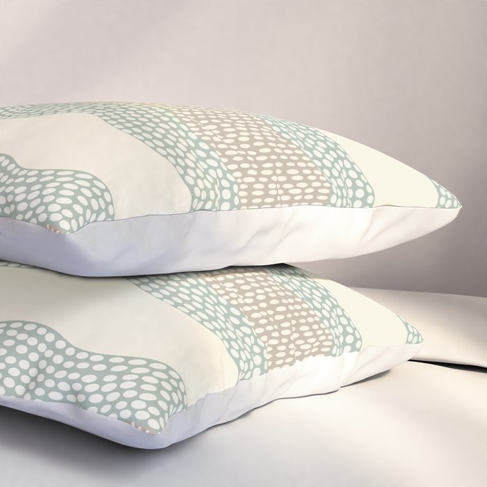 Wavy River I in cream, sage green, tan Pillow Sham Gallery Image 3