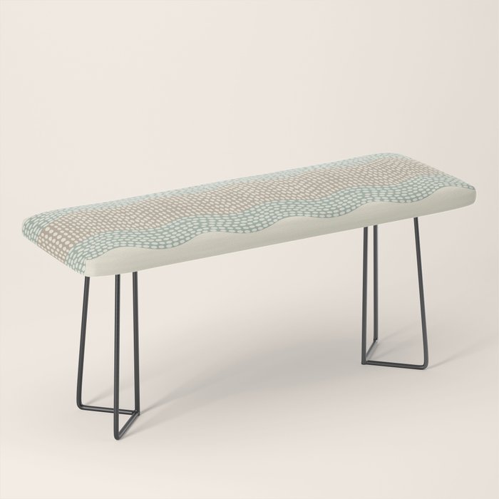 Wavy River I in cream, sage green, tan Bench Gallery Image 1